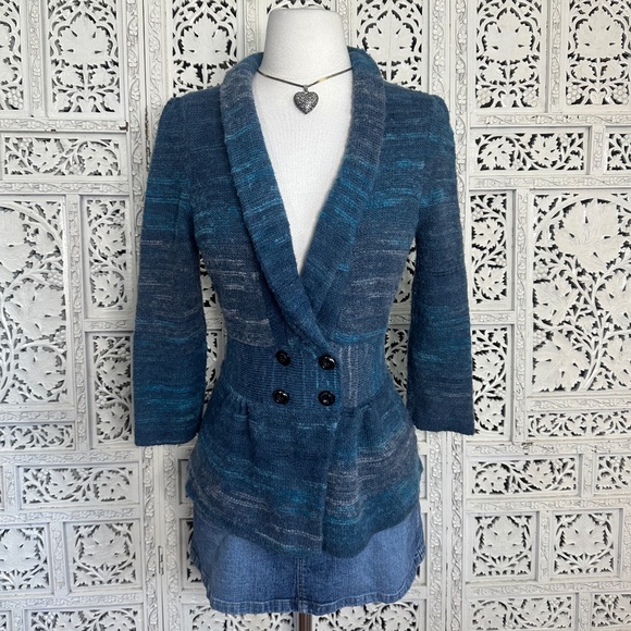 Classiques Entier Wool Alpaca Blend 3/4 Sleeve Babydoll Soft Cardigan Size M - Picture 1 of 9